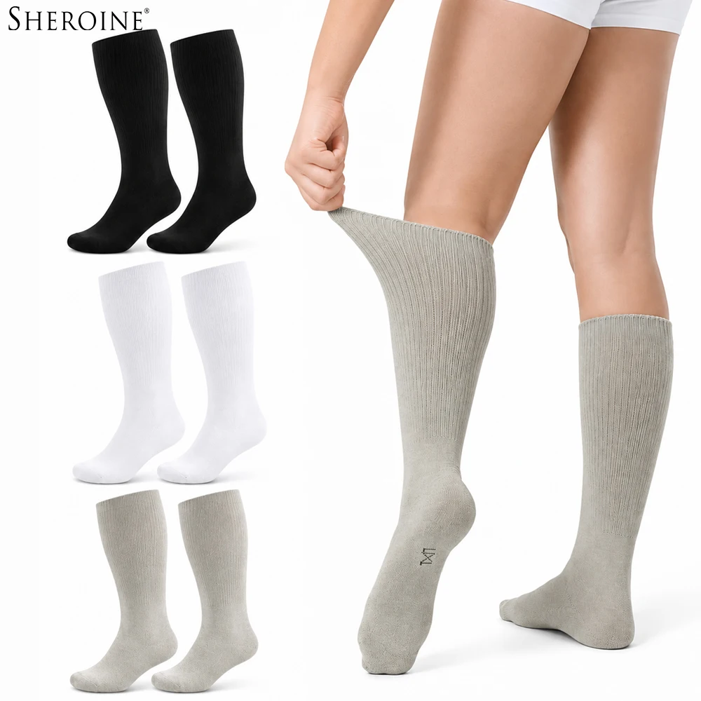 Sheroine 3 Pairs Unisex Anti Slip Seamless Non-Binding Athletic Cushioned Diabetic Socks, Breathable  for Sports & Daily Wear