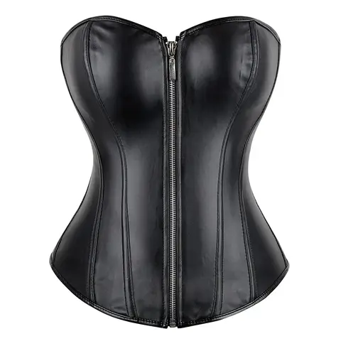 클래식 가짜 가죽 오버 버스트 코르셋 탑 지퍼 여성 고딕 Steampunk 허리 트레이너 Bustier 빈티지 Corselet 섹시한 Clubwear