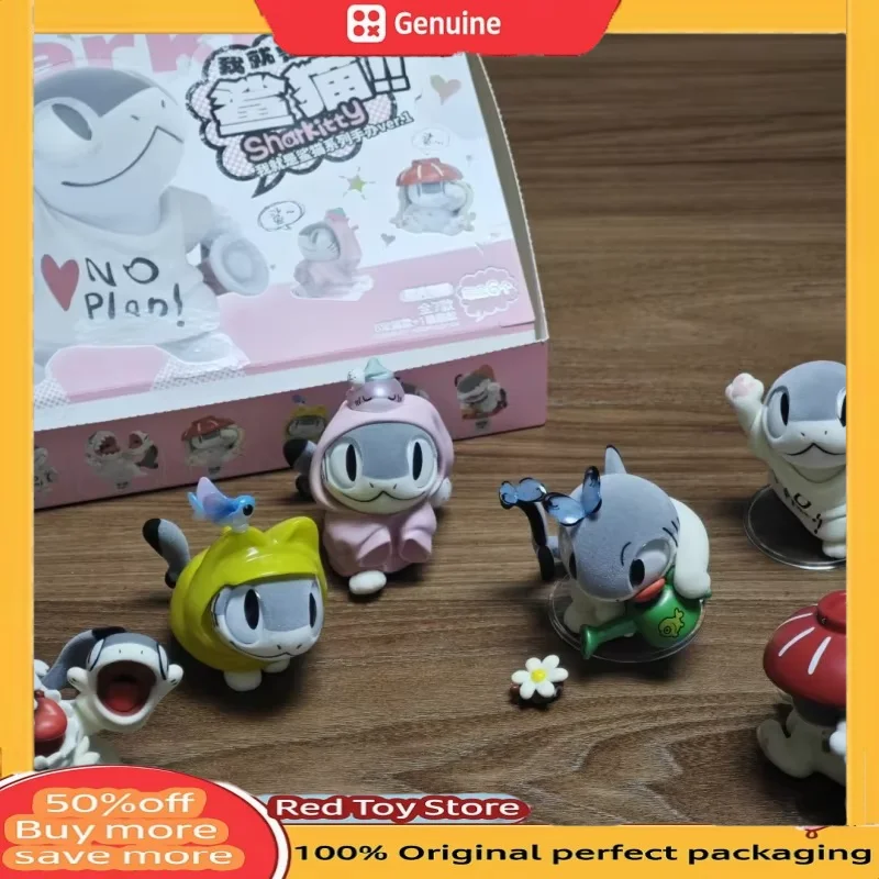 الأصلي Sharkitty Ver1 سلسلة يتدفقون صندوق أعمى Kawaii الحيوان الشكل مفاجأة صندوق زخرفة مكتب عيد ميلاد الاطفال اللعب الهدايا
