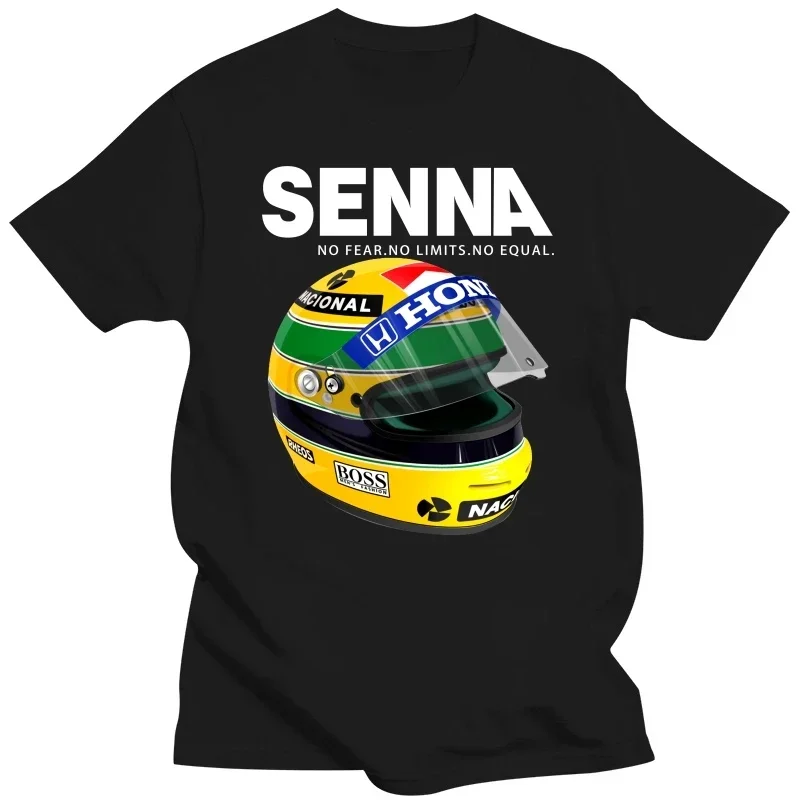 

Man summer t-shirt Ayrton Senna Helmet Tee Tee Tee Clothing 1 Race Car Crew Short Sleeve Shirt Popular Man Big Size