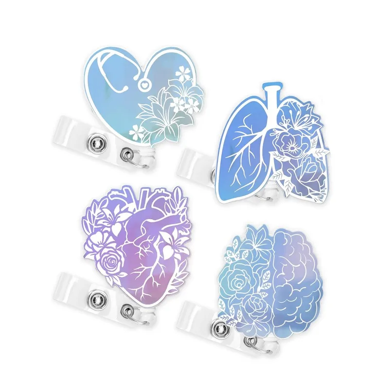 

Акриловые человеческие органы с цветами, катушка для бейджа, выдвижной держатель для бейджа с вращающимся на 360° зажимом типа «крокодил», держатель для имени