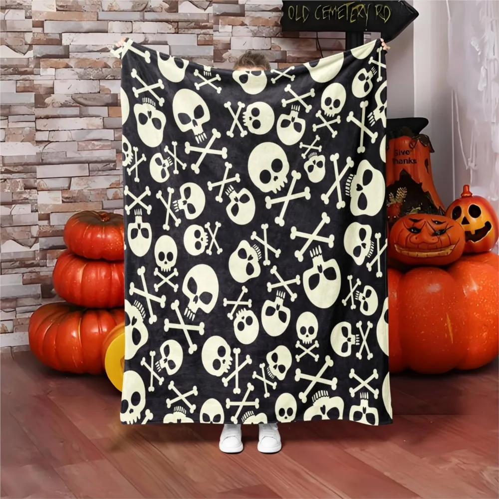 1PC Halloween arts Throw Skeleton Ghost art Skull horrible arts Thin Blanket Gifts for Couch Bed Car Home Camping all season use
