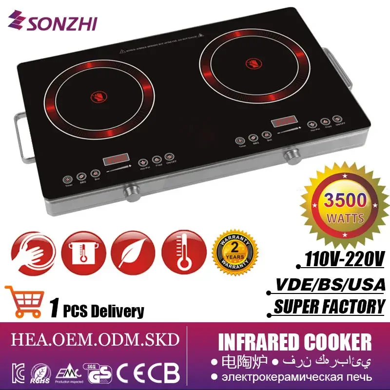 

Smart double-head electric ceramic stove household multi-function electric stove optical wave 3500W high-power electric stove