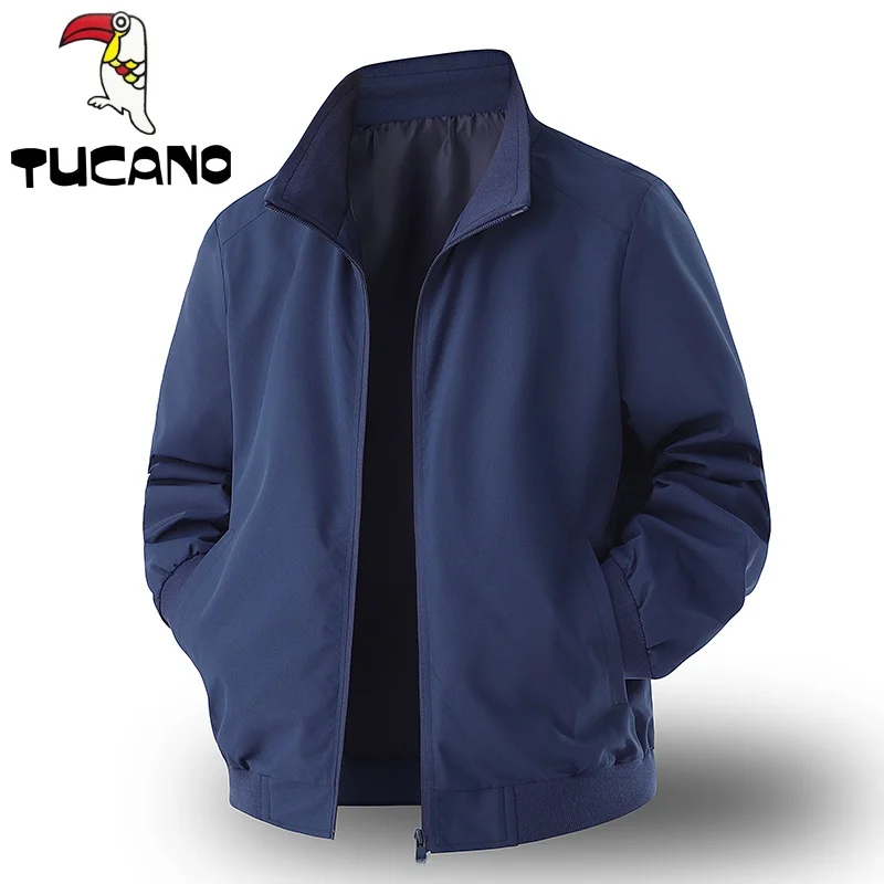 

Men's Stand Collar Jaet Fce Lined Autumn Winter Thiened Casual Sle Windproof Polyester Fiber Straight Hem Zipper Clo...