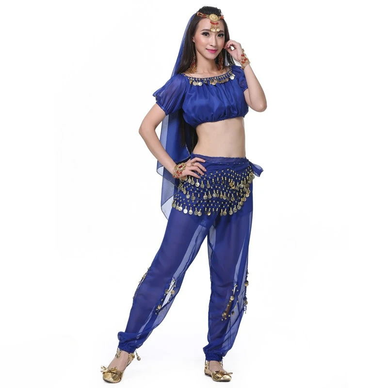 Spersonalizowany zestaw 2/3/5-częściowy: lampion z krótkim rękawem + spodnie z lampionem na monety do zawieszenia + opaska na głowę, strój do tańca brzucha, sukienka do występów.