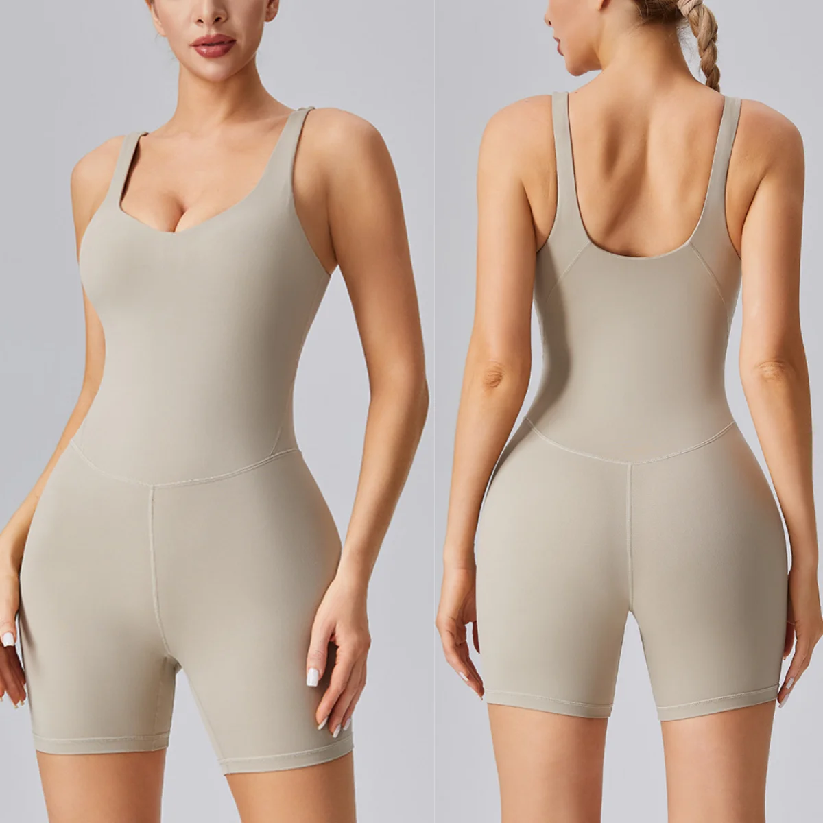 

Женский короткий спортивный костюм, комплект для йоги, цельные комбинезоны, спортивная одежда, женская одежда для тренировок в тренажерном зале, эластичное боди для фитнеса, костюм для йоги