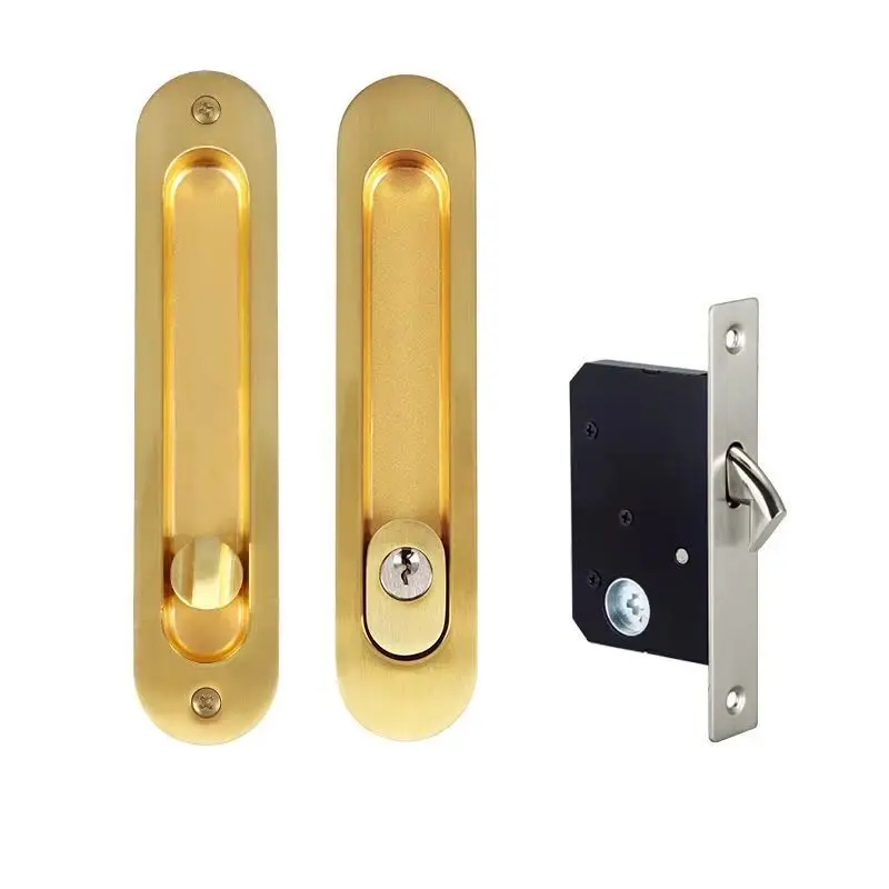 

Brand New 1Set Zinc Alloy Invisible Hidden Sliding Pocket Door Lock for Sliding Wood Barn Door Locks for 38~50mm Thickness Doors
