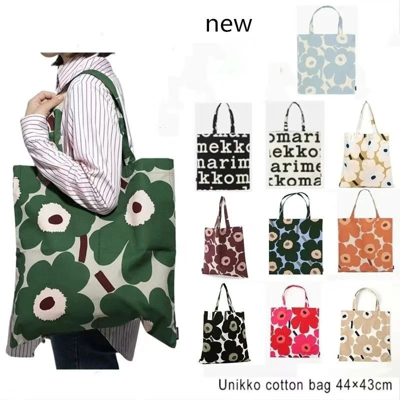 Bolsa de compras de moda floral de lona fresca de Finlandia de flores japonesas bolsa de almacenamiento