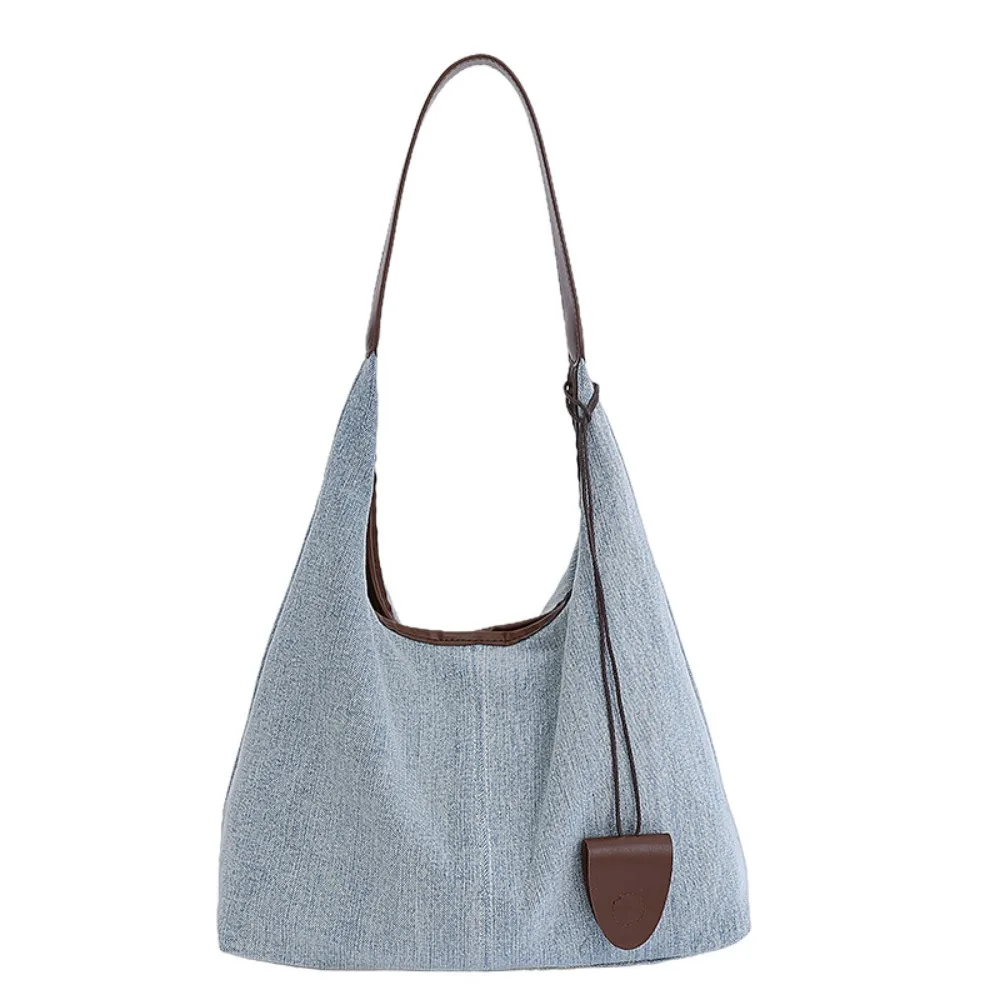 

Джинсовая большая сумка в корейском стиле Harajuku, ковбойская парусиновая сумка на плечо, легкая большая вместительная дорожная сумка для подмышек, повседневная