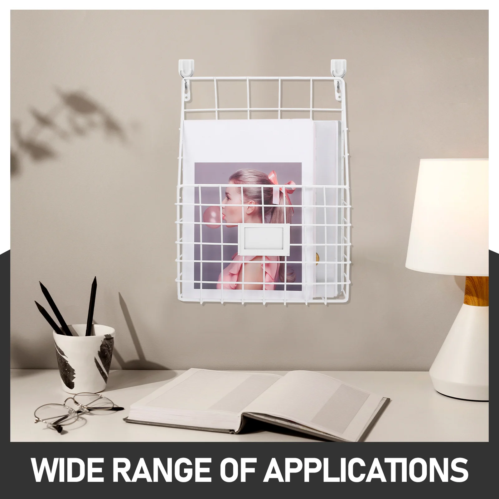 1 قطعة منظم كتب الحديد جدار سلك معدني رف المجلات لمكتب المنزل تخزين الحائط حامل كتب منظم الملفات المعلقة #5