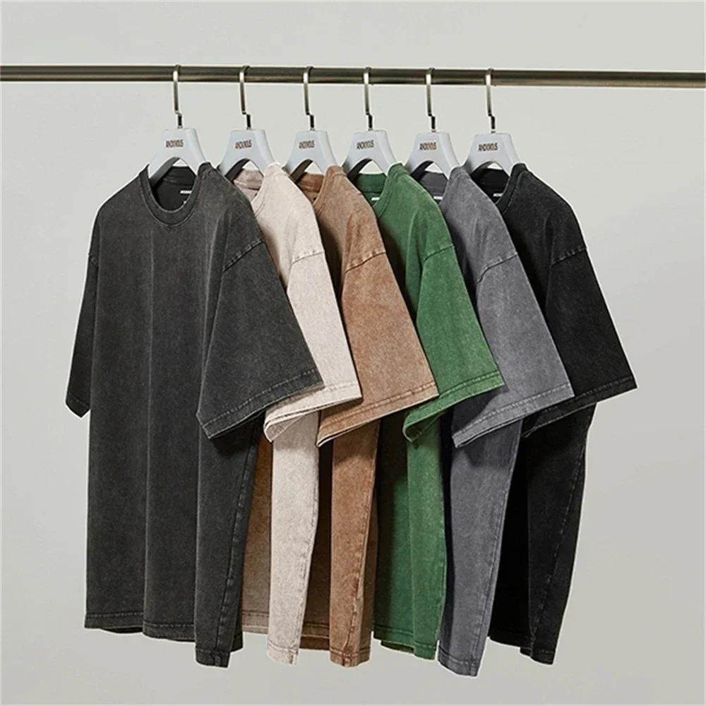 

Men's Oversized Solid T-Shirts 5 Pack Loose Retro O Neck Streetwear Summer Casual Plus Size Tees