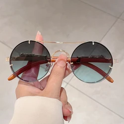 KAMMPT Vintage Round Sunglasses 2024 New in Fashion Oversized Gradient Multi-color Shades Trendy Luxury Brand Design Sun Glasses