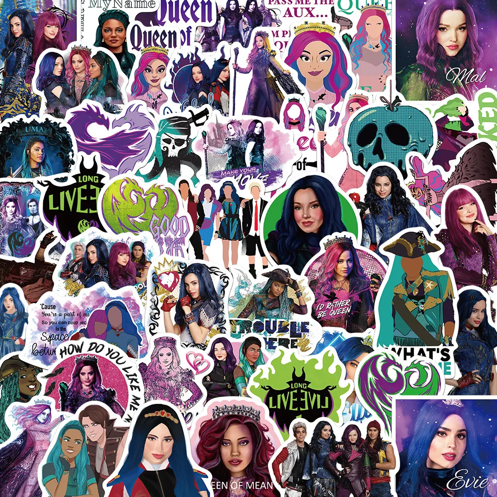 10/30/50PCS Disney Movie Descendants Sticker Cartoon Cool Graffiti Decal Kids Toy for Laptop Skateboard Phone Case Water Cup