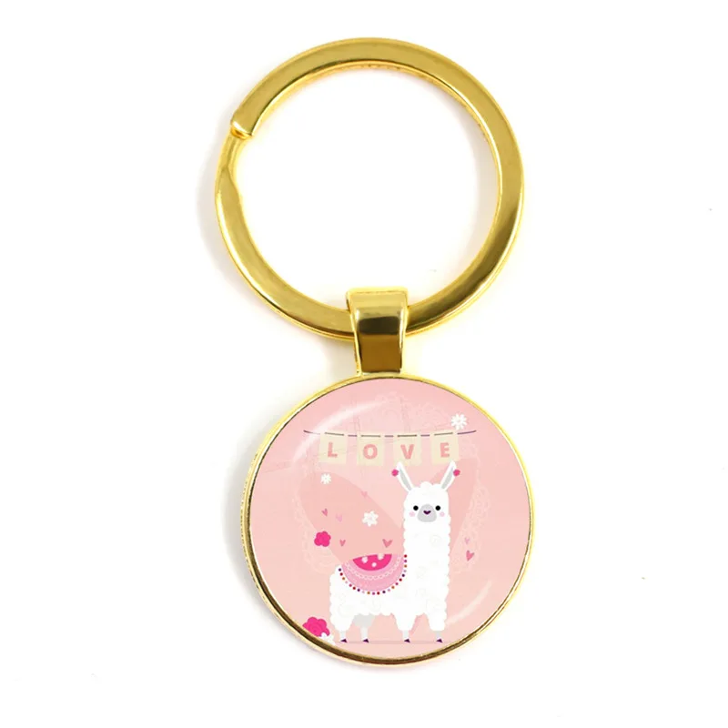 Zdjęcie 6: 2022 moda zwierząt Lama Alpaca Art Picture brelok śliczne dorywczo owce szkło Cabochon breloczek prezent dla par