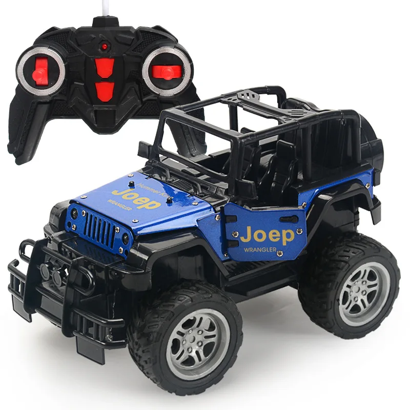 Children's alloy 1:18 rechargeable four-way wireless remote control car toy, electric off-road vehicle model with lights