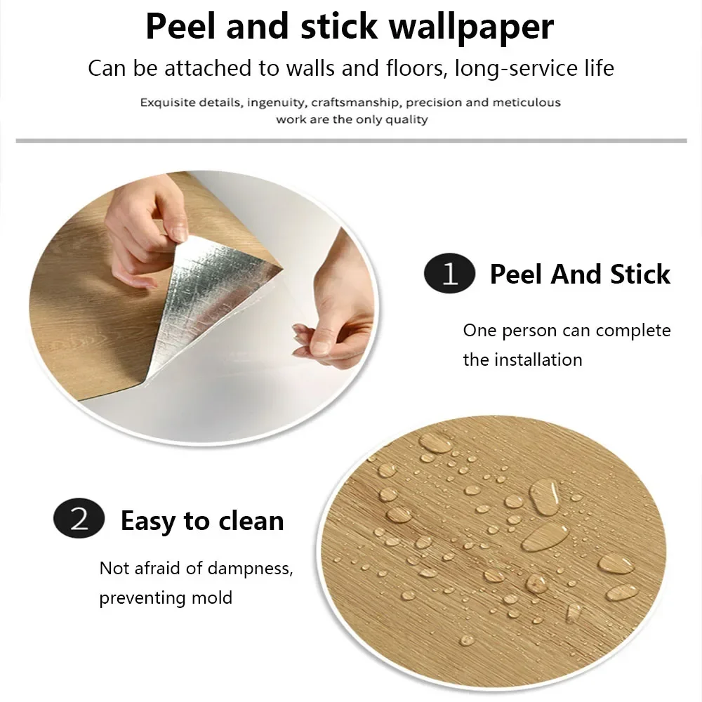 3D Wood Grain Peel And Stick Thick Floor Tiles, SXP Wallpaper, Waterproof Vinyl Wood Flooring, mould proof