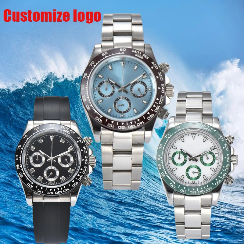 

40mm VK63 movement Quartz 50m waterproof watch 316L stainless steel wear-resistant coating crystal luminous watch Custom logo