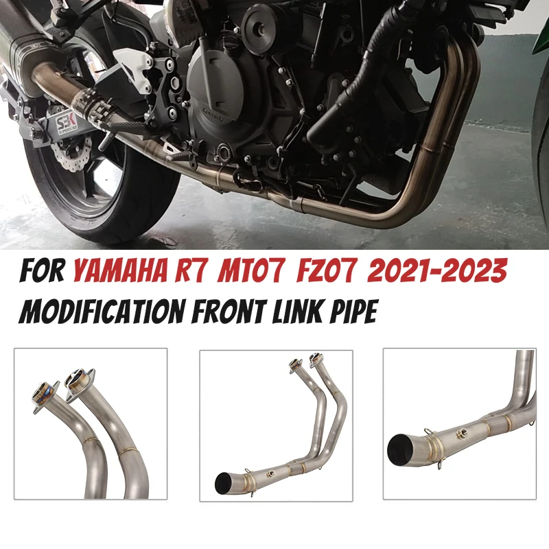 

For Yamaha YZF R7 FZ07 MT-07 2021-2023 Motorcycle Connect 51mm Exhaust Systems Escape Stainless Steel Front Middle Link Pipe