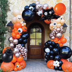 Halloween Pumpkin Balloon Garland Arch kit Black Orange 3D Bat Spider Stickers Eye Balloons Halloween Party Decoration Supplies