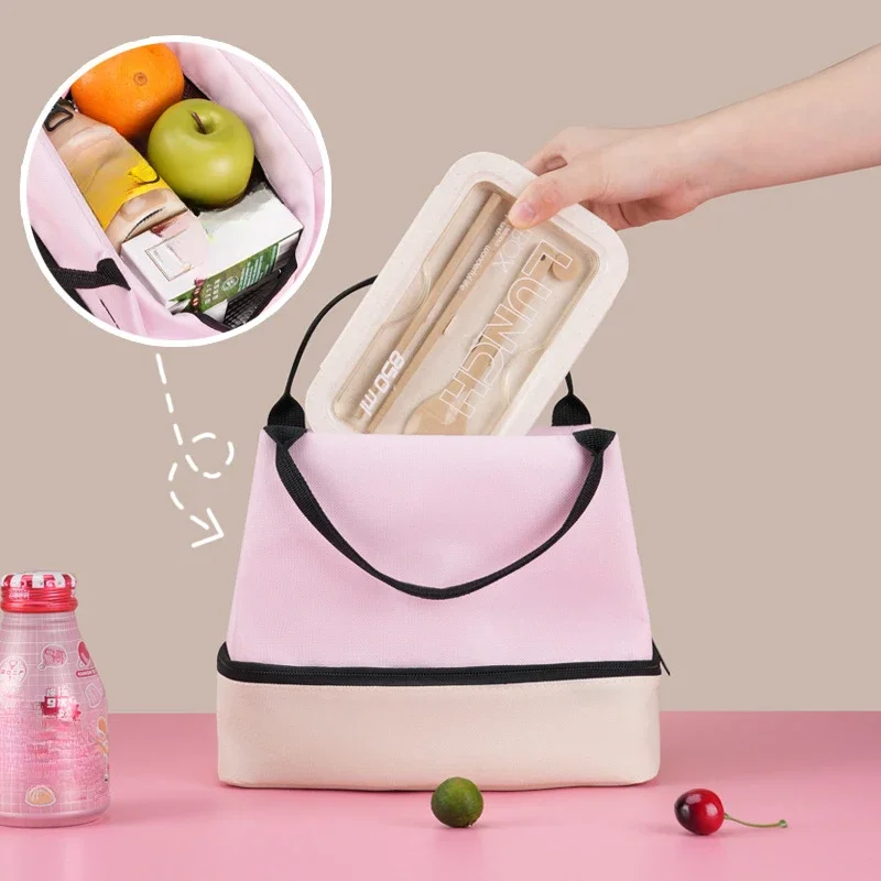 Large Capacity Double-Layer Waterproof Aluminum Foil Insulated Lunch Bag Ziplock Bag