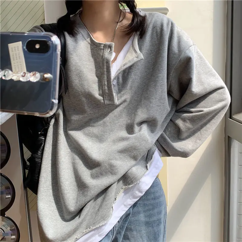 

Женские толстовки Shoujo, эластичная одежда без шапочки-основы с граффити, супер большие цвета кампуса, летняя темная одежда с цветными блоками