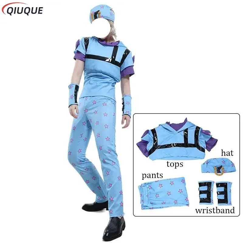 JoJo's Bizarre Adventure Steel Ball Run Jonathan Johnny Joestar Cosplay Costume Anime Game Suit Halloween Party Role Play Outfit