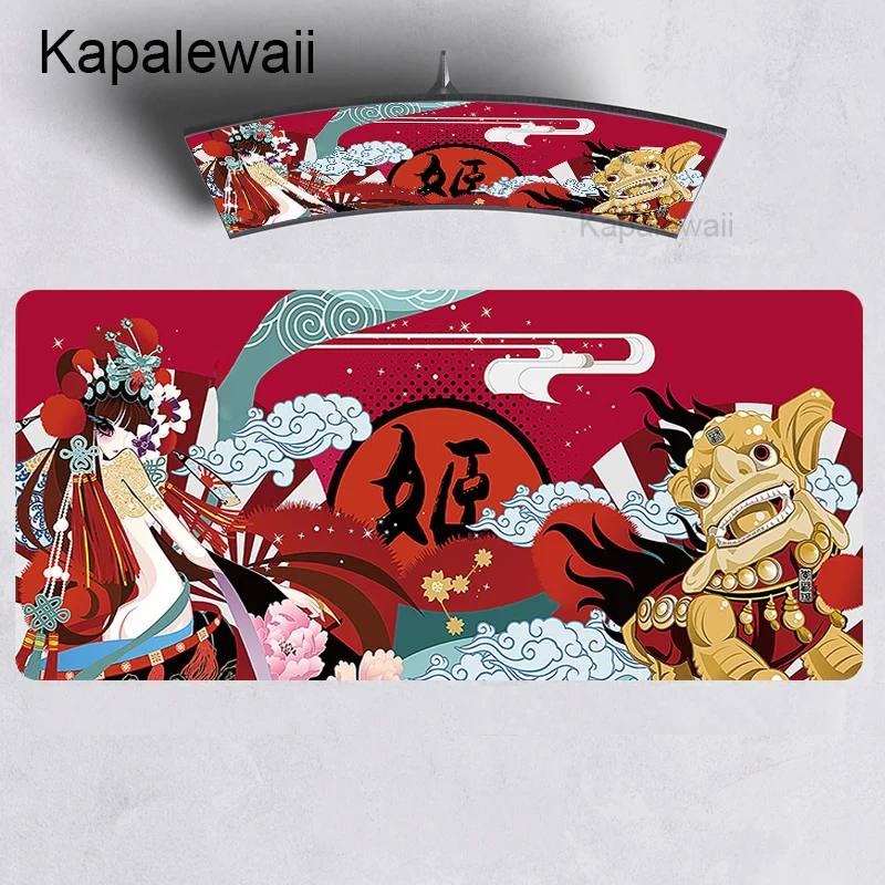 Grand tapis de souris de jeu coloré Moudescriptif ads, opéra chinois, art, ordinateur, joueur, sous-marin, polymères, 90x40cm, bureau, clavier, tapis, lea