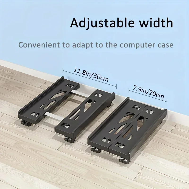 Adjustable Mobile PC Tower Stand with Wheels under Desk CPU Holder Adjustable Stable Mobile Computer Host Stand for Home Office