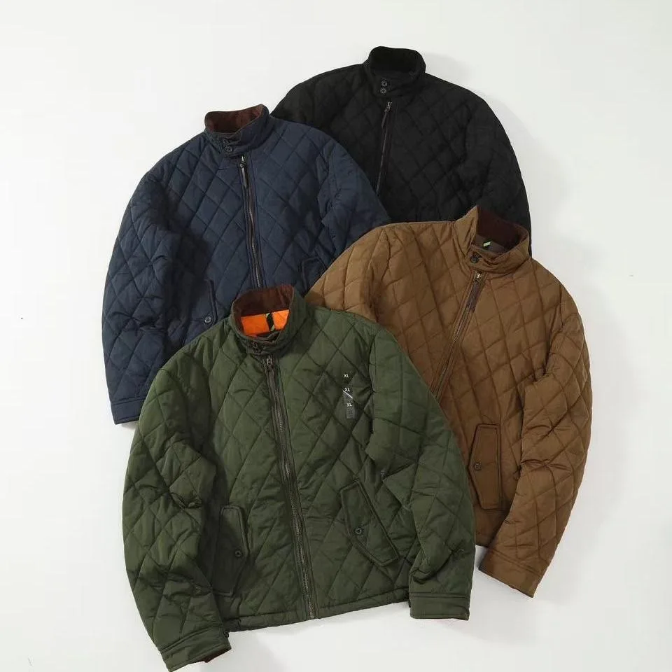 

Original Retro Diamond Plaid Coat Stand Up Collar Workwear Men's and Women's Cotton Jacket