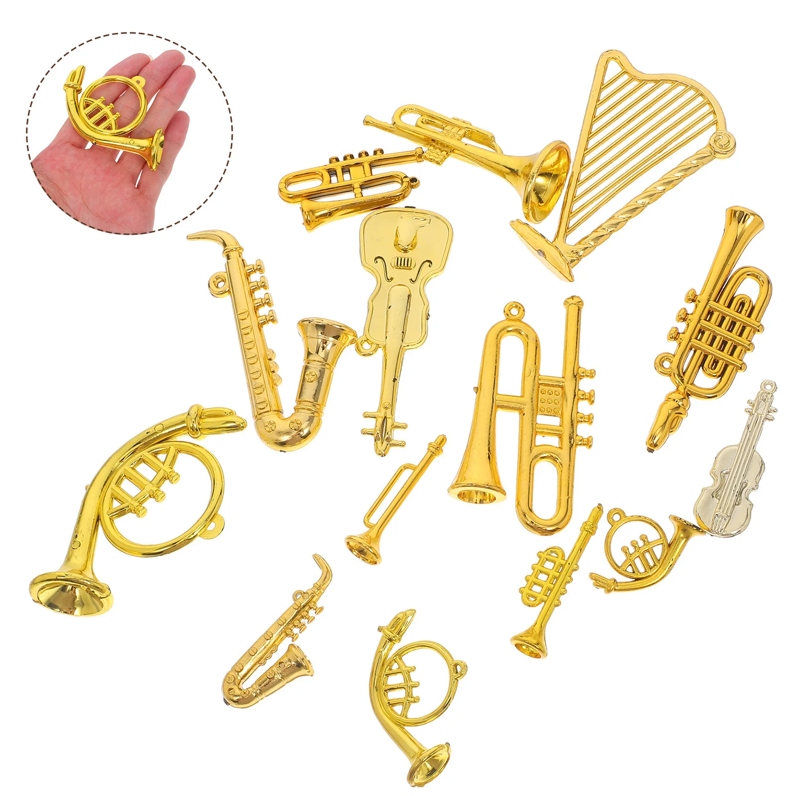

14Pcs Mini Acrylic Musical Instruments Xmas Decoration Set Christmas Tree Hanging Ornaments Party Supplies Tiny Instruments
