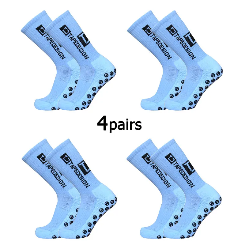 4 Paren/partij 2024 Nieuwe ANTI SLIP Tapedesign Voetbal Sokken Mid Kalf Antislip Voetbal Sport Fietsen Sport Heren Sok EU38-45