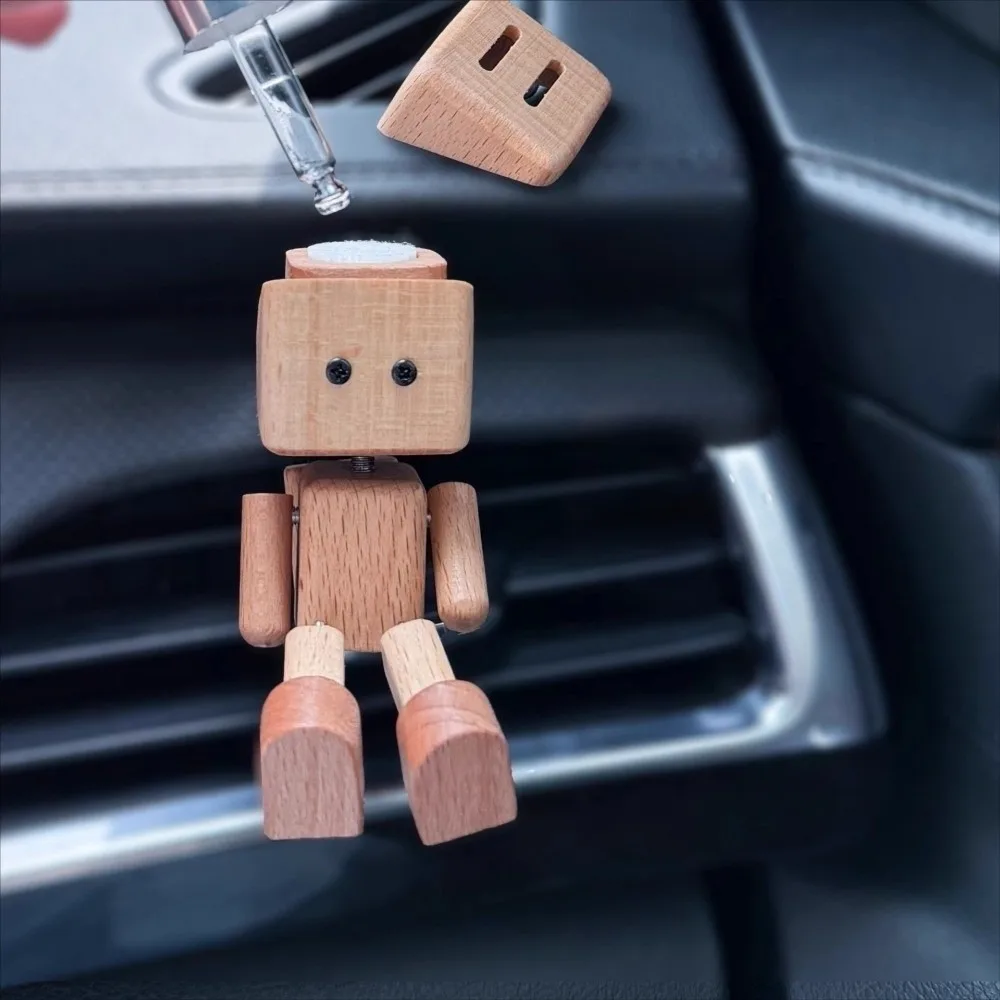 

Mini Shaking Wooden Man Figurine with Lid Leg-swinging Car Air Freshener Holder Funny Magnetic Car Aromatherapy Creative Gifts
