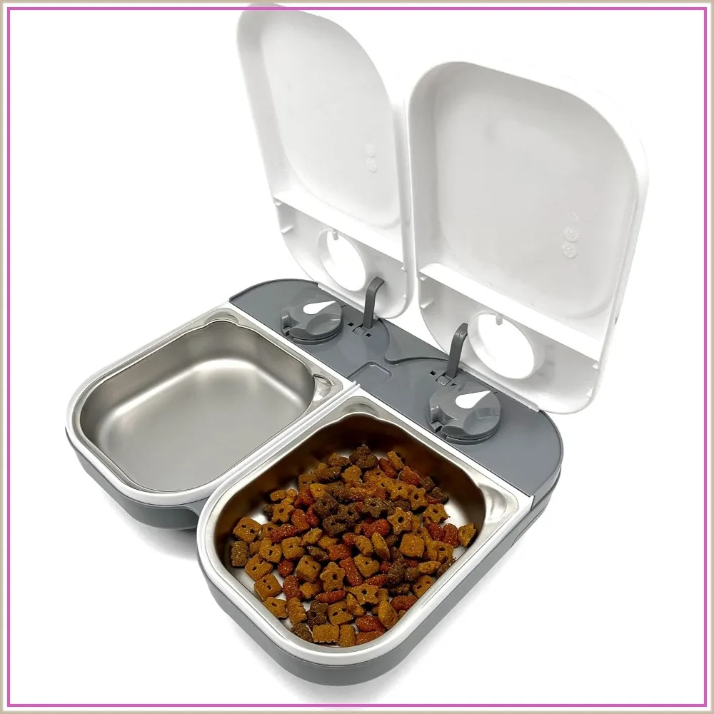 Automatic Pet Feeder with Stainless Steel Bowls for Cats and Dogs