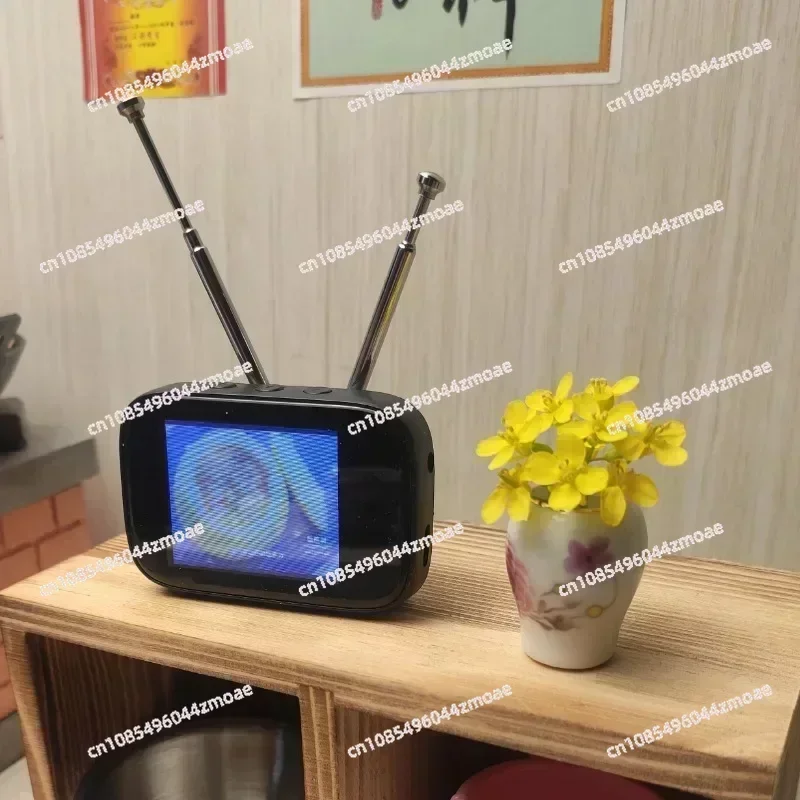 Retro Mini Touch Screen TV Television W-atch Dollhouse Scene Model Miniature TV Model Toys Kitchen Furniture CustomizableContent - view 3