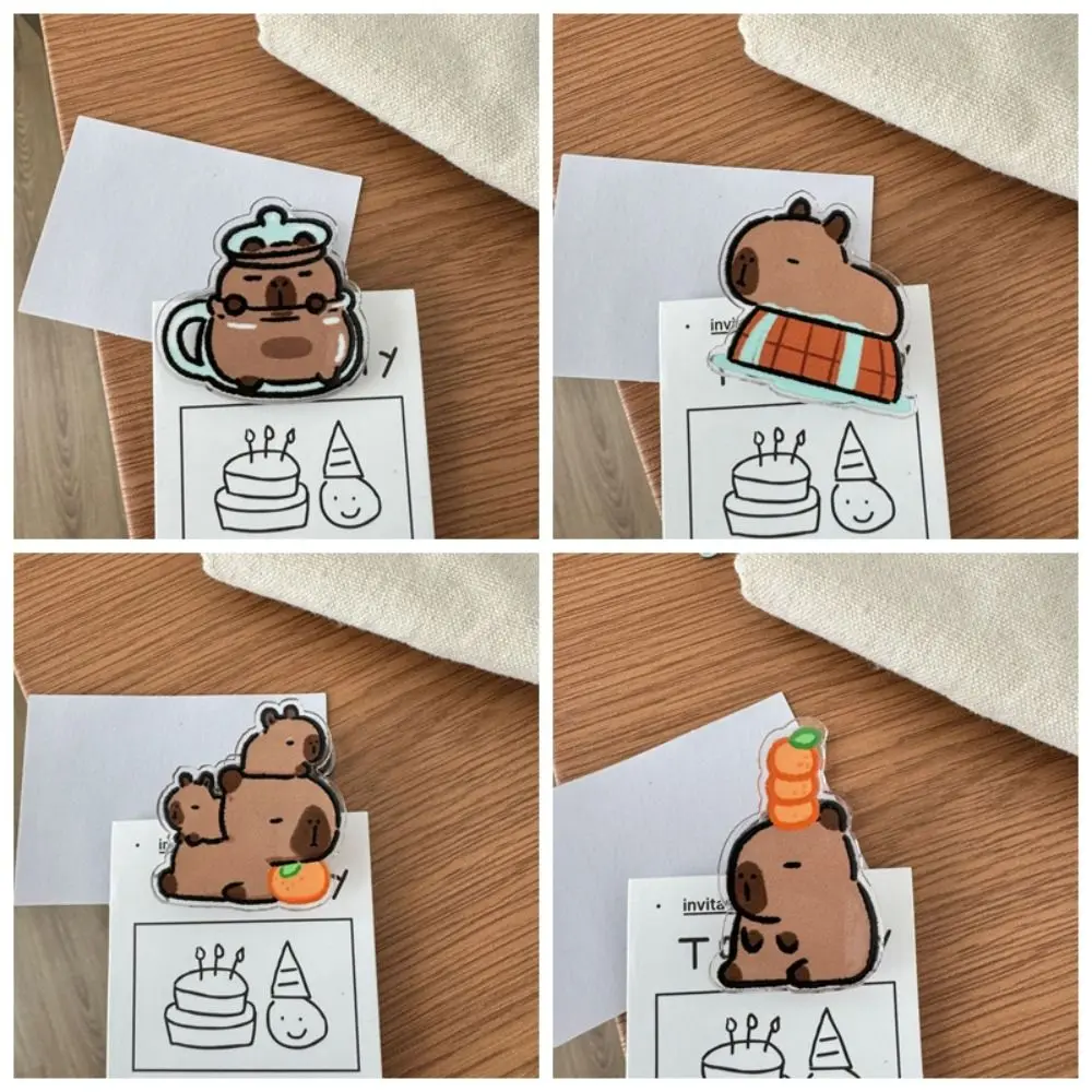 Creative Acrylic Capybara PP Clip Cartoon Stationery Acrylic Clip Gift Test Paper Clip Student