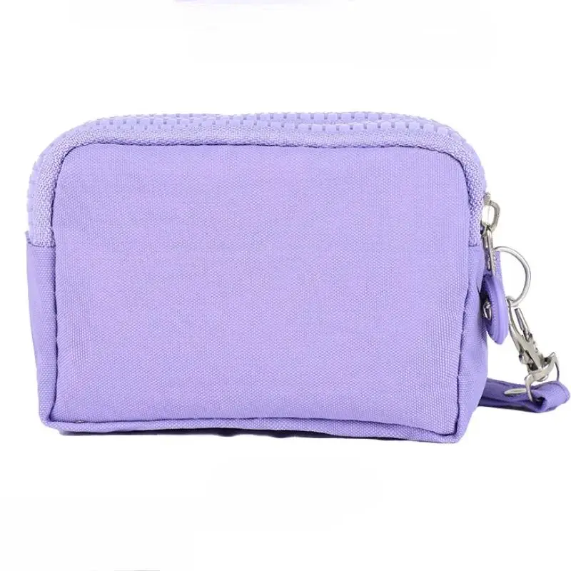 Mini Nylon Coin Purse Key Bag Women Wallets Zipper Waterproof Portable Three Layer Card Holder Female Girl Handbag Headphone Bag