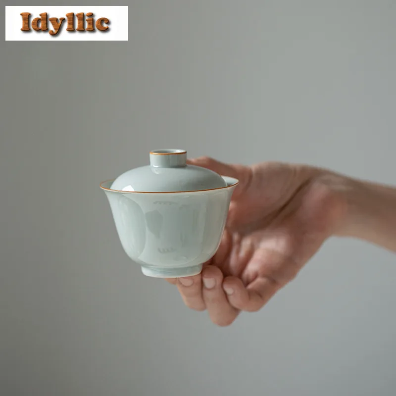 

110 мл традиционная чайная чаша в старинном синем гавайском стиле с набором крышек, чаша для заваривания чая, чайные услуги, принадлежности, украшение