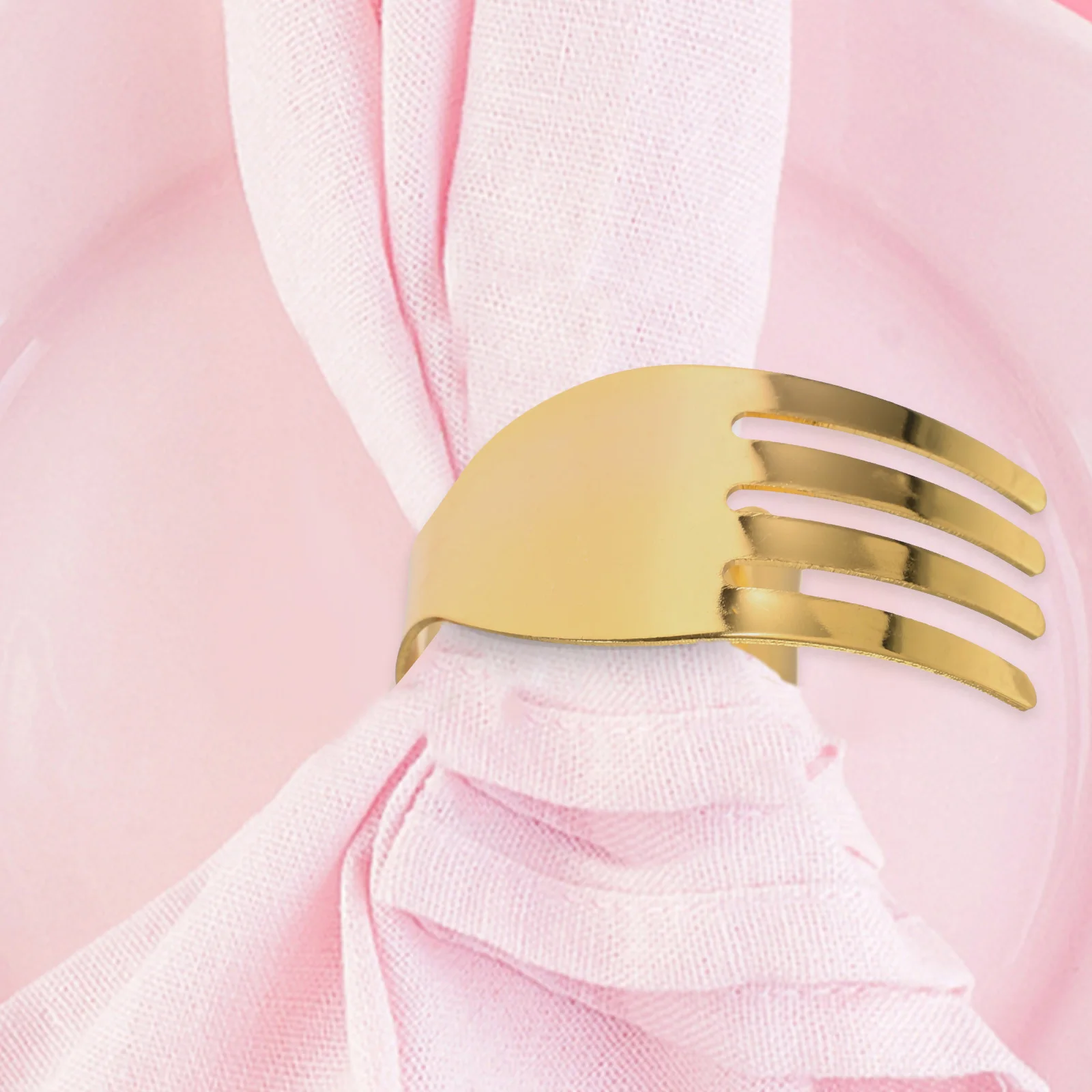 

4Pcs Fork Shape Napkin Holder Metal Decorative Rings for Dining Table Party Use Napkin Rings Set Serviette Ring Holder