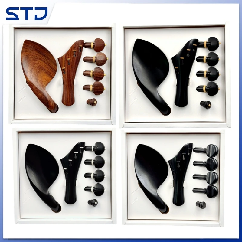 Beautiful Ebony violin accessories 4/4 rosewood delicate violin parts Replace violin Tailpiece+Tuning pegs+Endpins+Chin rest