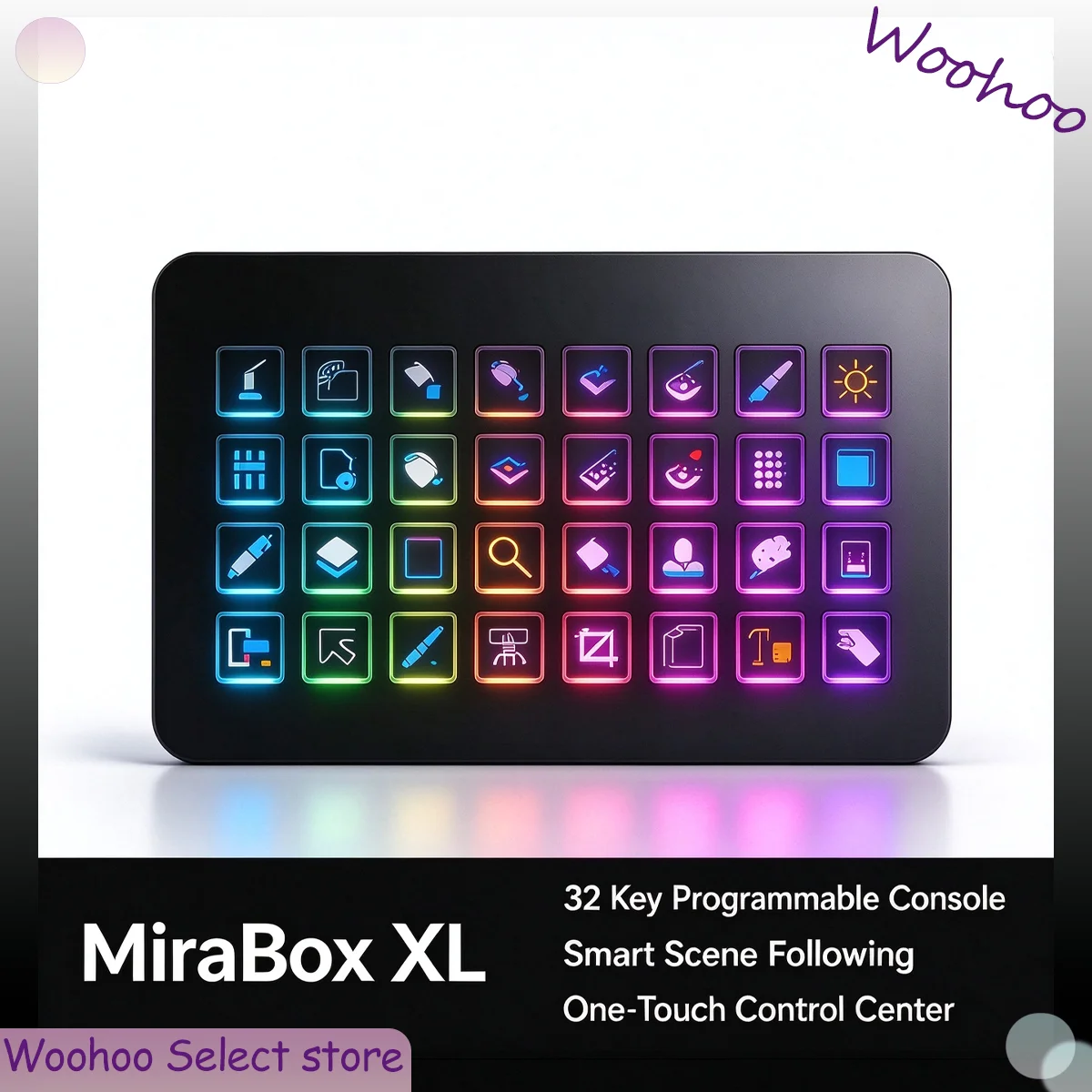 MiraBox XL 32 Key LCD Macro Keyboard Programmable Stream Deck Controller OBS Streaming Video Editing Gaming Desktop Accessory