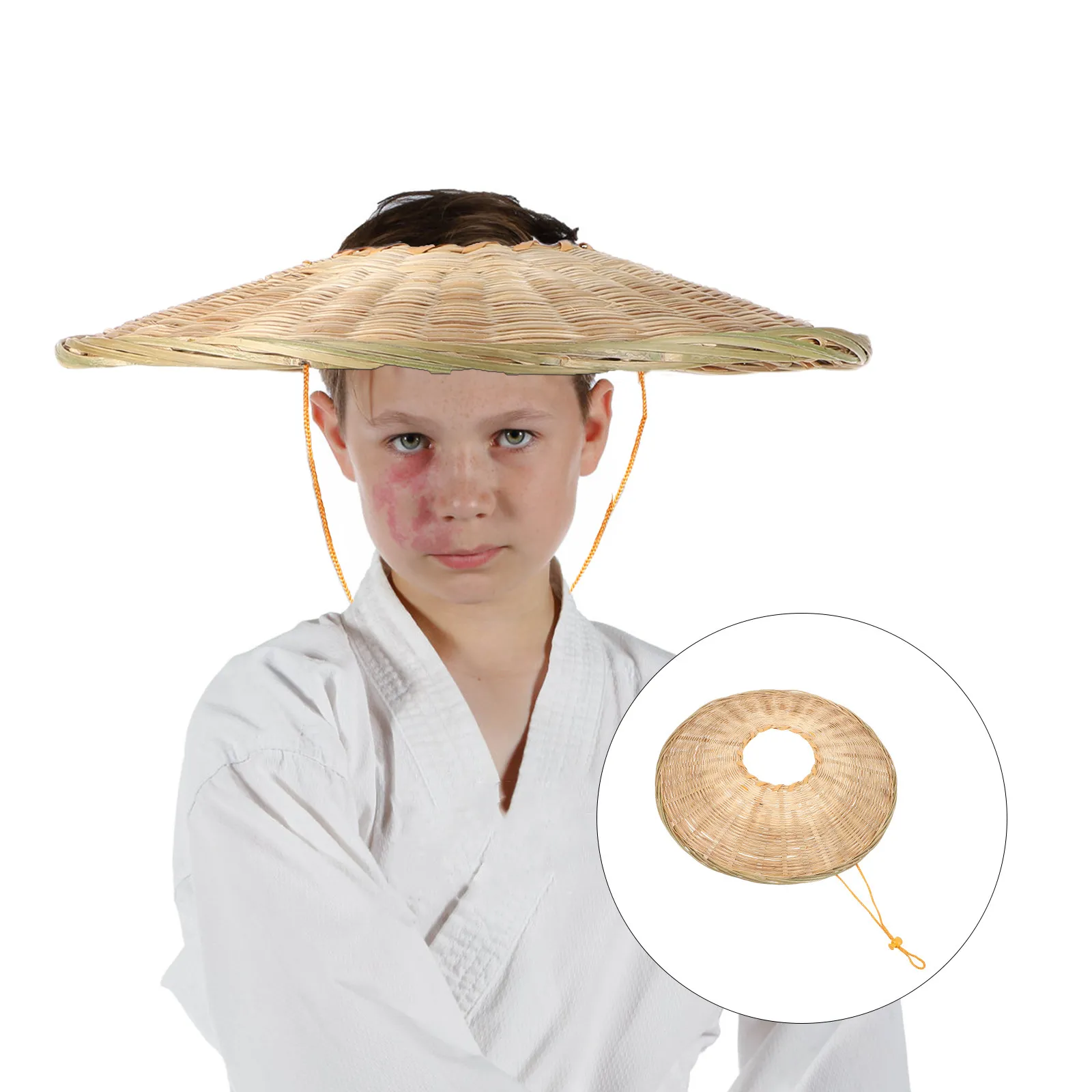 

Детская соломенная шляпа самурая, японская коническая бамбуковая легкая шляпа ниндзя, реквизит для косплея, азиатская фермерская шляпа, уличная шляпа от солнца