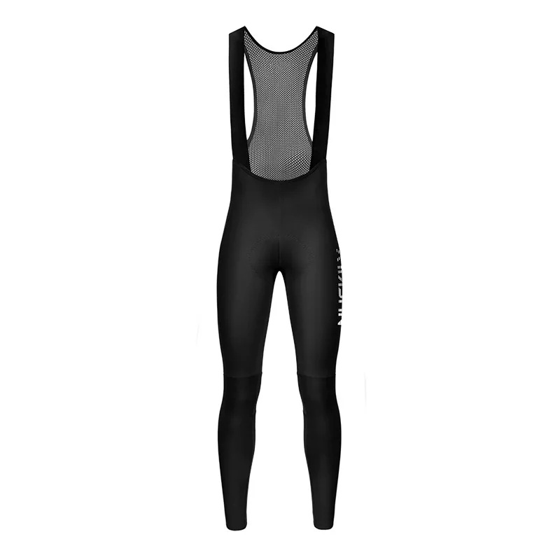 NUCKILY Winter Thermal Bib Cycling Tights Men Fleece Padded Road Bike Pants Compression Reflective Breathable Trousers MTB