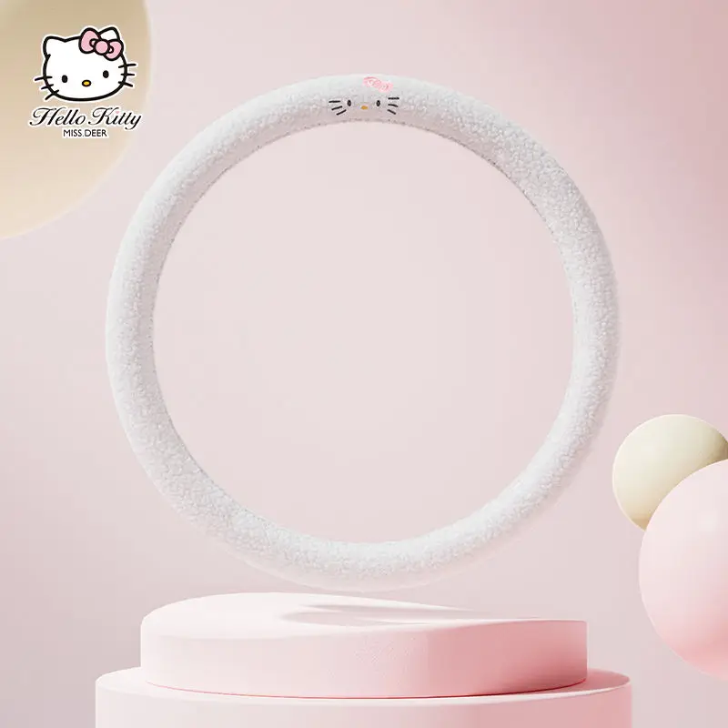 

Sanrio Kawaii Hello Kitty Anime Car Steering Wheel Cover Sherpa Suitable for 37-38Cm Anti-Slip Steering Hood Car Decoration Hot