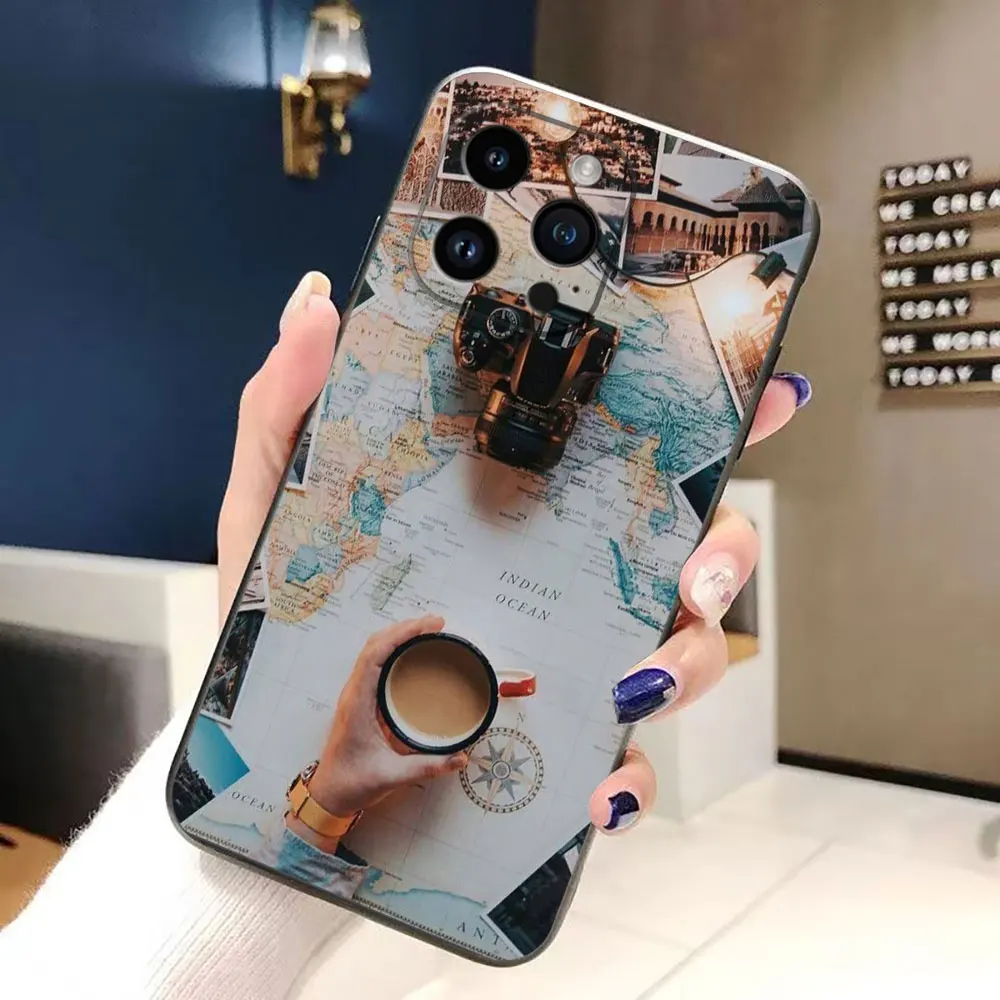 World Travel Airplan Plane Cover Phone Case For iphone Apple 16E 16 15 14 13 12 11 Pro XS Max X SE 8 7 Plus Silicone Case Funda view 4