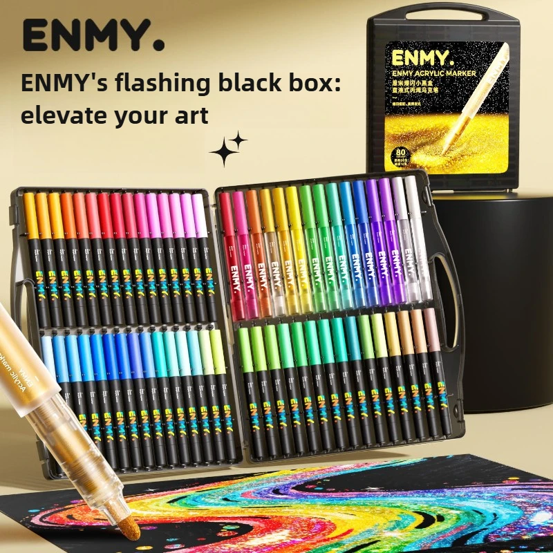 

ENMY 80 Colors Flash Direct Liquid Acrylic Markers Soft Tip Non-Transparent Art Markers Stationery Office School Supplies