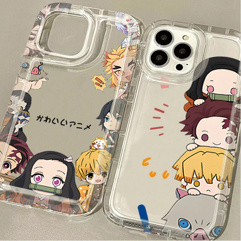 Funda de teléfono transparente de Anime Demon Slayer para iPhone 16 15 14 13 12 11 Pro Max XS X XR 8 7 Plus SE 2020, funda trasera de silicona a prueba de golpes