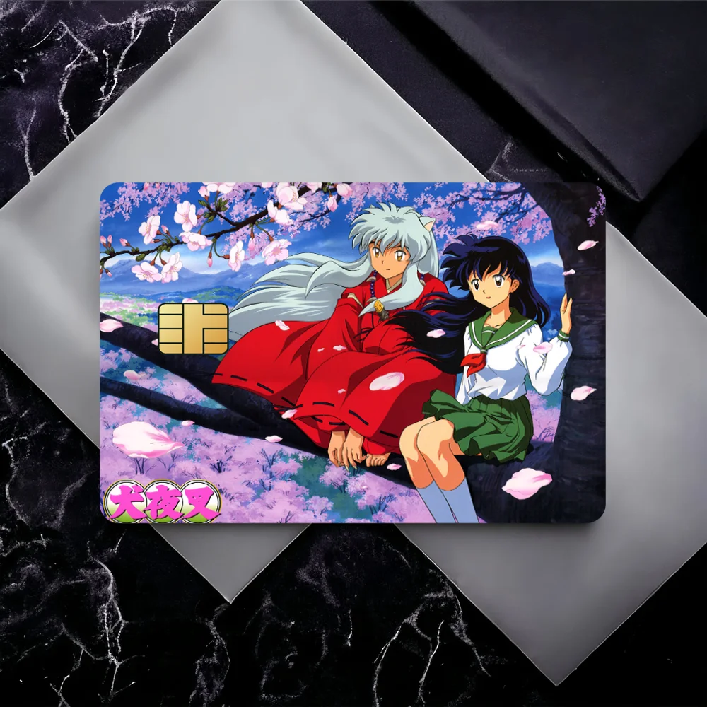 Anime I-InuYasha Bank Credit Cards Bus Pass Stickers Cool Decoration Waterproof 4PCS Card