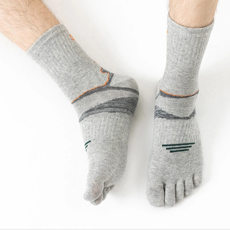 5 Pairs Man Short Toe Socks Sport Compression Cotton Sweat-Absorbing Badminton Tennis Bike Run Basketball 5 Finger Travel Socks