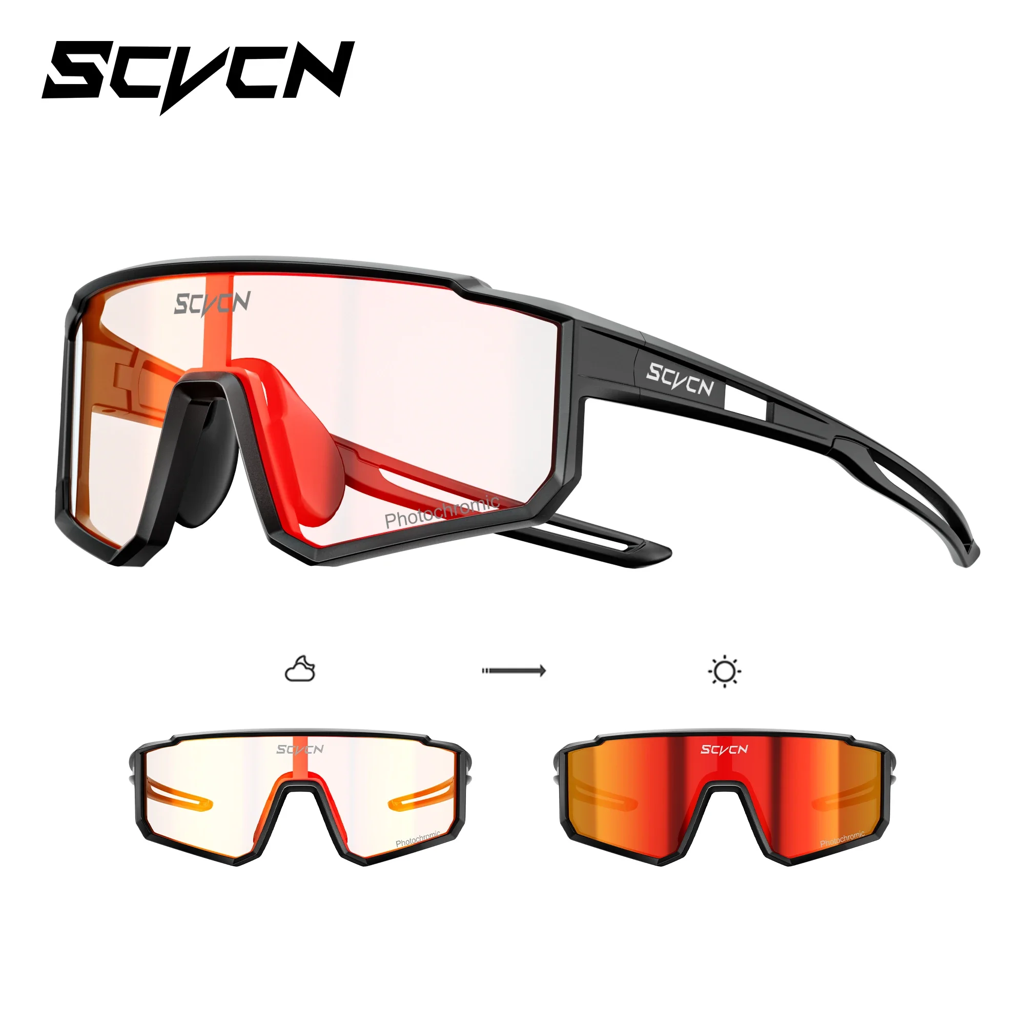 SCVCN Kinder Mode-Sonnenbrille Photochrom UV400 Baseball-Brille Fahrradbrille für Jungen Mädchen Camping Wandern Eyewear 2026