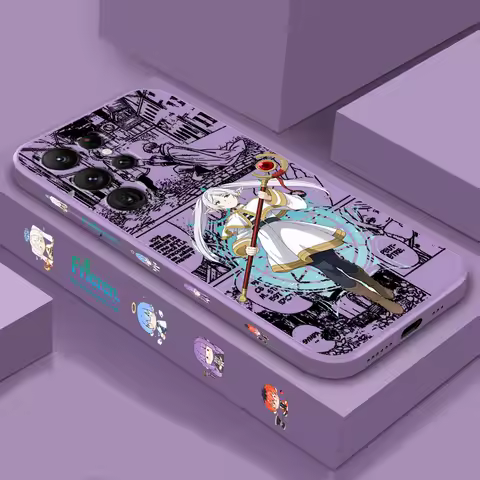 Florian Anime Fashion Cute Liquid Left Rope For Samsung Galaxy S24 S23 S22 S21 S20 FE S10 Ultra Plus Lite 5G Cover Funda